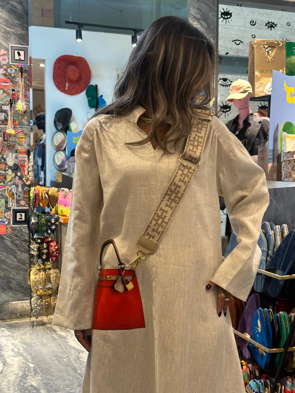 Fancy Linen Kaftan with Red cross bag